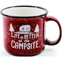 Camco 53235 Ceramic Mug, 14 Oz., Red Campsite - 53235 - 17-53235F1