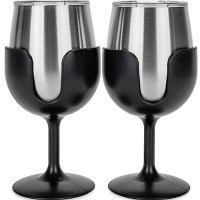 Camco 53485 Wine Tumblers, 8 Oz., Black, 1 Pr. - 53485 - 17-53485F1