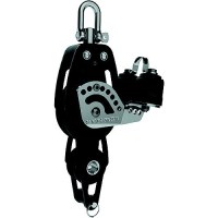 Lewmar 50Mm Htx Block, Fiddle With Becket & Cam, Black, 3/8