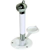 Scandvik 10055 Recessed Transom Shower White With 6' Nylon Hose, Horizontal Mount Only - 10055P - 390-10055Pf1