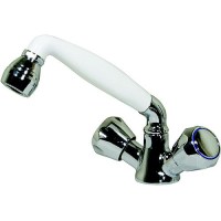 Scandvik 46000 Standard Combo Pull-Out Faucet And Shower Handle Without Water Conservation Valve, White Handle With 5' White Nylon Hose - 46000P - 390-46000Pf1