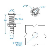 Seachoice Mega-Flow Dripless Thru Hull Fitting, 316 Stainless Steel, Fits 5/8 In. Hose, 1-1/2 In. Max. Hull - 50-18591 - 50-18591F1