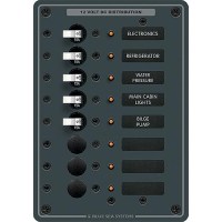 Blue Sea Systems 8023 Traditional Metal Dc Circuit Breaker Panel - 8 Positions - 8023-Bss - 661-8023F1