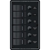 Blue Sea Systems 8373 Water Resistant Circuit Breaker Panel 6 Positions-Black - 8373-Bss - 661-8373F1