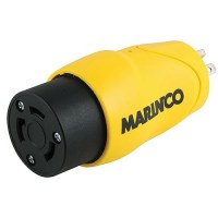 Marinco S15-30 (Old 83A) Straight Adapter Dock Side Male 15A/125V Straight Blade To Boat Side Female 30A/125V Locking - S15-30 - 69-S1530F1