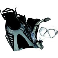 Aqua Pro Wcx18230S3M Dyna 5 Piece Snorkeling Set, Silver/Black, Sm/Md - Wcx18230S3M - 744-Wcx18230S3Mf1