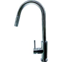 Flow-Max 719333 Pull Down Single Hole Faucet, Bullet Style, Stainless Steel - 719333 - 804-719333F1