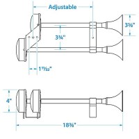 Seachoice Stainless Steel Dual Trumpet Horn, Vibration-Free Mounting Pad, 20-3/4 In. Long, 12V - 14561 - 50-14561F1