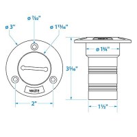 Seachoice Stainless Steel Deck Fill With Cap (Chain Tether) For 1-1/2