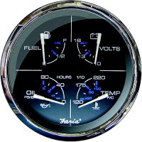 Faria F33751 Chesapeake Black Stainless Steel Multifunction Gauge: Fuel Level, Oil Psi, Water Temp, Voltmeter - F33751 - 678-F33751F1