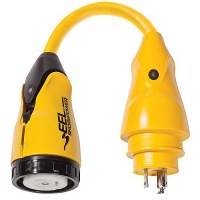 Marinco P30-503 Eel Pigtail Adapter Dock Side Male 30A 125V Locking To Boat Side Female 50A 125V Locking With Sealing Collar System - P30-503 - 69-P30503F1
